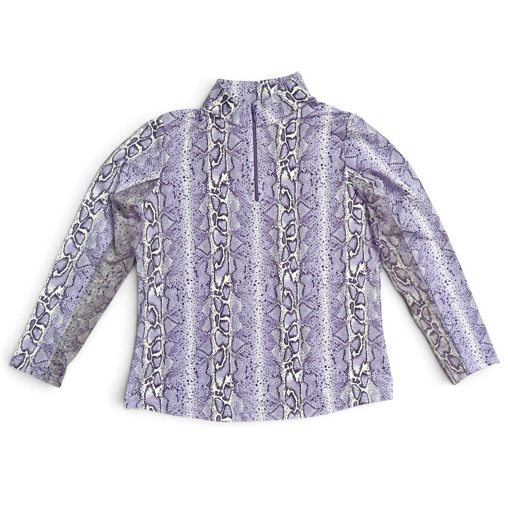 IBKUL Kimmy Plum Python Snake Long Sleeve Mock Golf Shirt Quarter Zip Size L